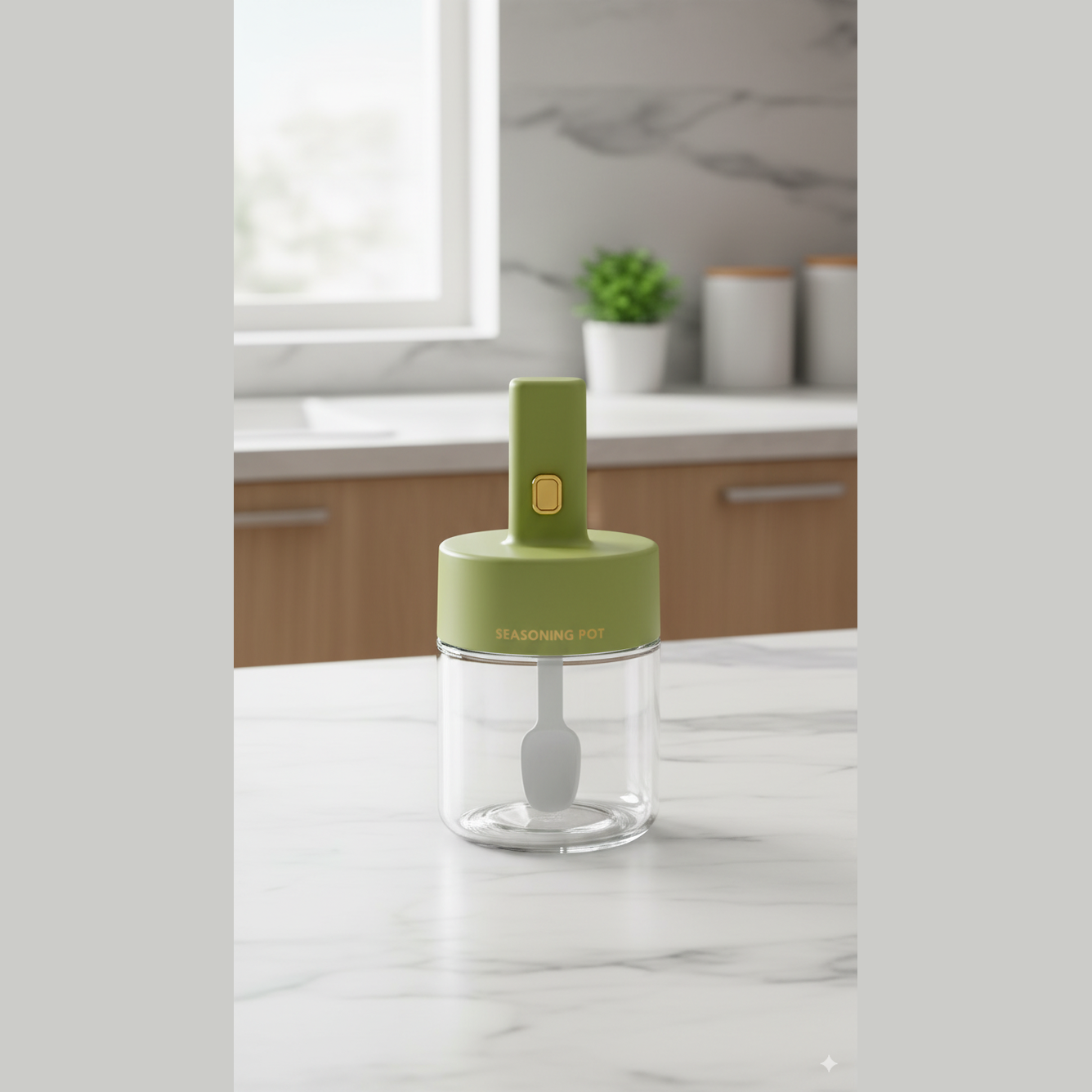 Premium Glass Pickle & Seasoning Jar with Lid + Spoon