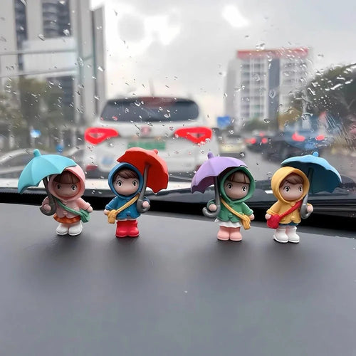 Cute Umbrella Couple - Car Stickon - Set of 4