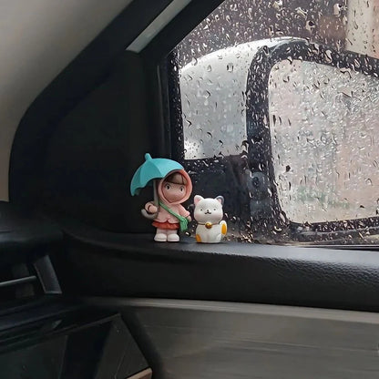 Cute Umbrella Couple - Car Stickon - Set of 4