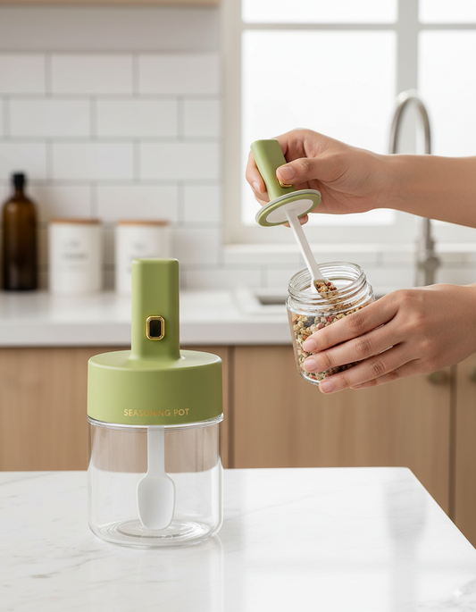 Premium Glass Pickle & Seasoning Jar with Lid + Spoon