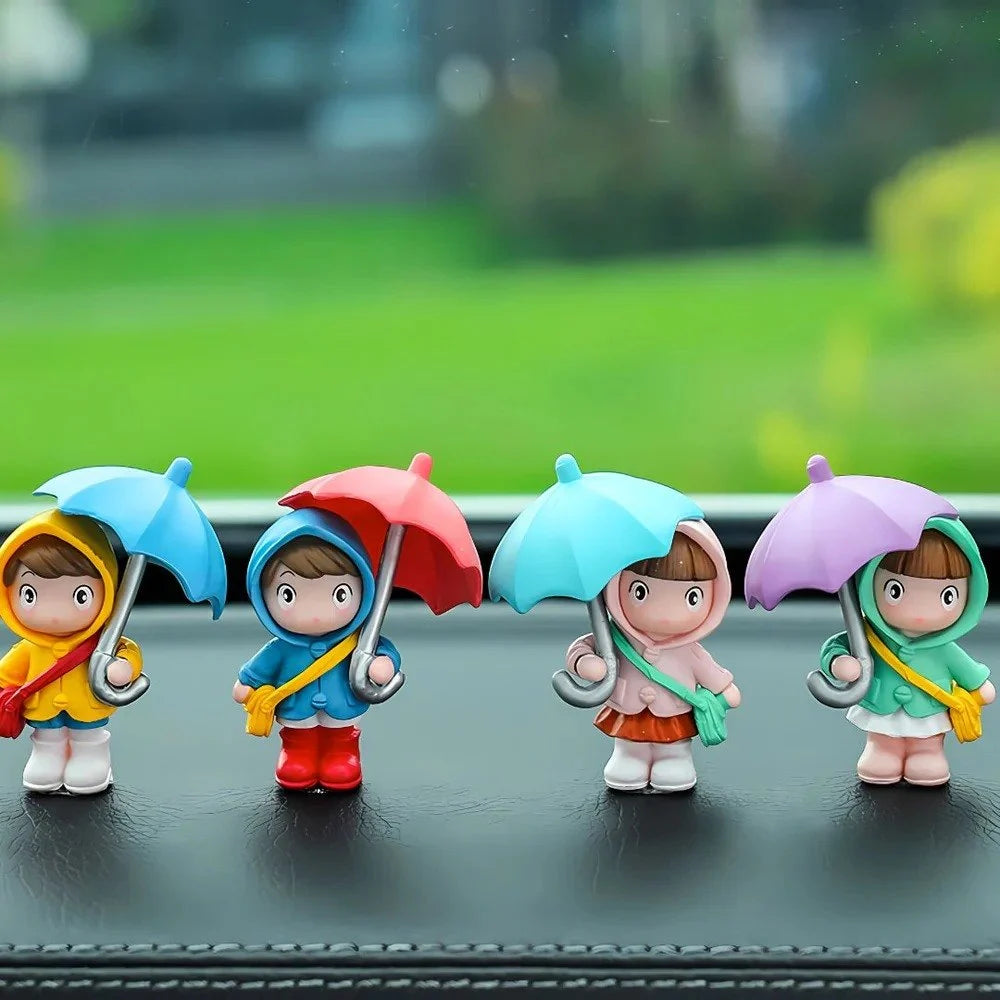 Cute Umbrella Couple - Car Stickon - Set of 4